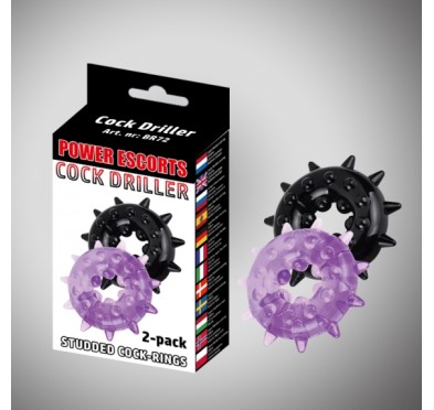 Cockdriller 2 pack black / purple 2 pack cockring  5 cm x 1,6 cm